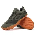 Atmungsaktive dunkelgrüne Mesh-Barfußschuhe mit orangefarbener Gummisohle - 36 / GAT-Stil (8808) / Armeegrün