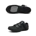 Black patterned mountain bike cycling shoes with adjustable buckle strap and non-slip sole - 38 / MTB Non-locking Style / Camo Multi-color (2003)