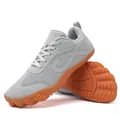 Graue, atmungsaktive Flyknit-Barfuß-Sportschuhe mit breitem Zehenbereich und orangefarbener Sohle - 36 / GAT-Stil (8808) / Hellgrau