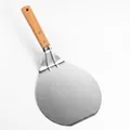 Large stainless steel pizza peel with ergonomic wooden handle for baking - Large Natural Handle Style / Natural Wood Color