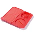 Durable red 4-cavity silicone burger patty press mold for non-stick kitchen cooking tools - Red
