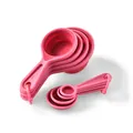 Pink collapsible silicone measuring cups and spoons set for baking, foldable kitchen tools - 8-Piece Measuring Cup and Spoon Set / Rose Red