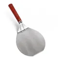 Stainless steel pizza peel with long ergonomic wooden handle for baking and grilling. - Large Vermilion Handle Style / Vermilion