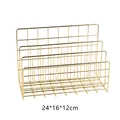 Nordic style gold iron metal 3-slot desk file organizer and book rack, 24x16x12cm - L / Gold