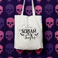 Close-up detail of the Coffee Scream and Sugar printed Halloween canvas tote bag. - Coffee Scream Bat Style (16) / 35*40cm