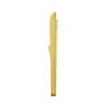 Yellow heat-resistant full silicone kitchen cooking spatula in side profile view - Food Clip