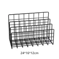 Black metal wire desk organizer with 3 compartments for files and books - L / Black