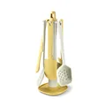 7-piece silicone kitchen utensil set in cream and mustard yellow with stand - 7-Piece Set