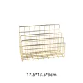 Gold Nordic iron wire desk organizer with 3 compartments, measures 17.5 x 13.5 x 9 cm. - S / Gold