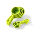 Collapsible green silicone measuring cups and spoons set for precise baking and cooking - 8-Piece Measuring Cup and Spoon Set / Green