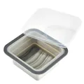 Collapsible silicone food storage container with measurement scale and clear lid - Square Style (DS12597) / Gray