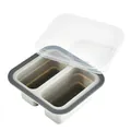 Premium 2-compartment silicone portion freezer tray with transparent lid for food - Square 2-Compartment / Gray