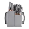 19-piece gray silicone kitchenware set with beech wood handles and cutting board - 1850g Set / Gray