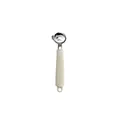Cuchara profesional para fruta de acero inoxidable con mango estriado crema y orificio - Cortador de Fideos
