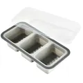 Opvouwbare siliconen lunchbox met drie vakken en deksel voor gezonde voedselbereiding en opslag - Rechthoekig 3 Compartimenten / Grijs