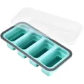 4-vaks opvouwbare siliconen vershoudbak in turquoise met maataanduidingen. - Rechthoekig 4 Compartimenten / Blauw