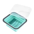 Opvouwbare turquoise siliconen vershoudbak met transparant deksel voor maaltijden - Vierkant / Blauw