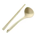 Beige heat-resistant silicone soup ladle and matching chopsticks kitchen utensils set - Two-Piece Set / White