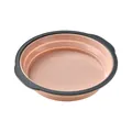 Round foldable silicone cake baking mold with peach interior and charcoal grey handles - 9 Inch Round / Red