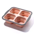 Foldable 4-cavity silicone cake mold in pink and grey for easy baking and storage - Square 4-Compartment, Pink