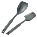 Set 2 in 1 di spatola e pennello per olio in silicone alimentare grigio da cucina - Set da 2 pezzi / Spatola Cucchiaio + Spatola Pennello / Grigio