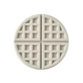 Round beige waffle silicone heat resistant mat for kitchen table and pot protection - Light Khaki