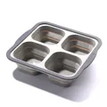Square foldable silicone cake mold with 4 cavities, grey and beige space-saving design - Square 4-Grid / Gray