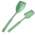 Set di spatola 2-in-1 e cucchiaio in silicone verde menta alimentare per pasticceria - Set da 2 pezzi / Spatola Cucchiaio + Spatola Pennello / Verde