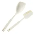 Set di 2 spatole e pennelli in silicone resistente al calore per pasticceria da casa - Set da 2 pezzi / Spatola Cucchiaio + Spatola Pennello / Bianco