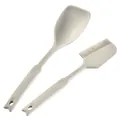 Set di 2 utensili da cucina in silicone beige con cucchiaio spatola e pennello da pasticceria. - Set da 2 pezzi / Spatola Cucchiaio + Spatola Pennello / Kaki
