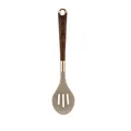 Elegante siliconen schuimspaan met handgreep in houtnerf en roségouden accenten - Schuimspaan