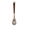 Elegant silicone spaghetti server with a wood grain handle and rose gold accents - Pink Paw / White