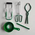 Set di 5 strumenti per conserve verde con solleva barattoli, pinze e imbuto - Kit da 5 Pezzi (Verde)