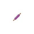 Durable silicone rolling pin with wooden handles in a vibrant purple finish for home baking - 23cm / Purple