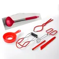 Kit per conserve rosso con sollevatore per barattoli e imbuto per conserve - Kit da 7 Pezzi (Rosso)