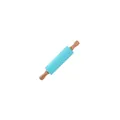Non-stick light blue silicone rolling pin with ergonomic wooden handles for dough - 31cm / Blue