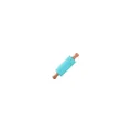 Light blue silicone rolling pin with ergonomic natural wooden handles for home baking - 23cm / Blue