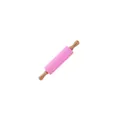Pink food-grade silicone rolling pin with ergonomic wooden handles for baking dough - 31cm / Pink