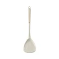 Modern cream-colored silicone spatula with a non-slip ribbed handle for non-stick pans - Spatula / White