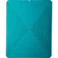 Square teal silicone dish drying mat with non-slip heat resistant textured design - 40.5x50.5cm / Lake Green