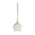 Cream white silicone slotted spoon with non-slip plastic handle for non-stick cooking - Skimmer / White