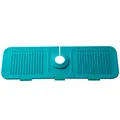 Teal silicone faucet splash guard mat for kitchen sink drainage and anti-slip protection - Teal