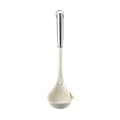 Cream silicone soup ladle featuring a durable stainless steel handle for non-stick cooking - Soup Spoon / White