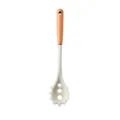 Minimalist white silicone pasta server with ergonomic wooden handle for non-stick cookware. - Spaghetti Server / Translucent