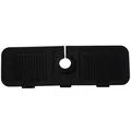 Durable black silicone faucet splash guard mat with drainage ridges for kitchen sink - Black