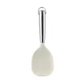 Non-stick silicone rice paddle with a durable stainless steel hollow handle for kitchen use. - Rice Spoon / White