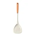 Durable cream white silicone kitchen spatula with ergonomic wooden handle and hanging hole - Spatula / White