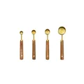 Premium 4-piece stainless steel gold measuring spoon set with ergonomic wooden handles - Measuring Spoons (Gold) / Four-Piece Set