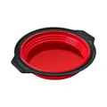 Foldable red and black silicone cake baking mold with side handles - Round Cake Pan / Red