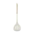 Translucent white silicone slotted turner with beige ribbed plastic handle - Slotted Spatula / Clear